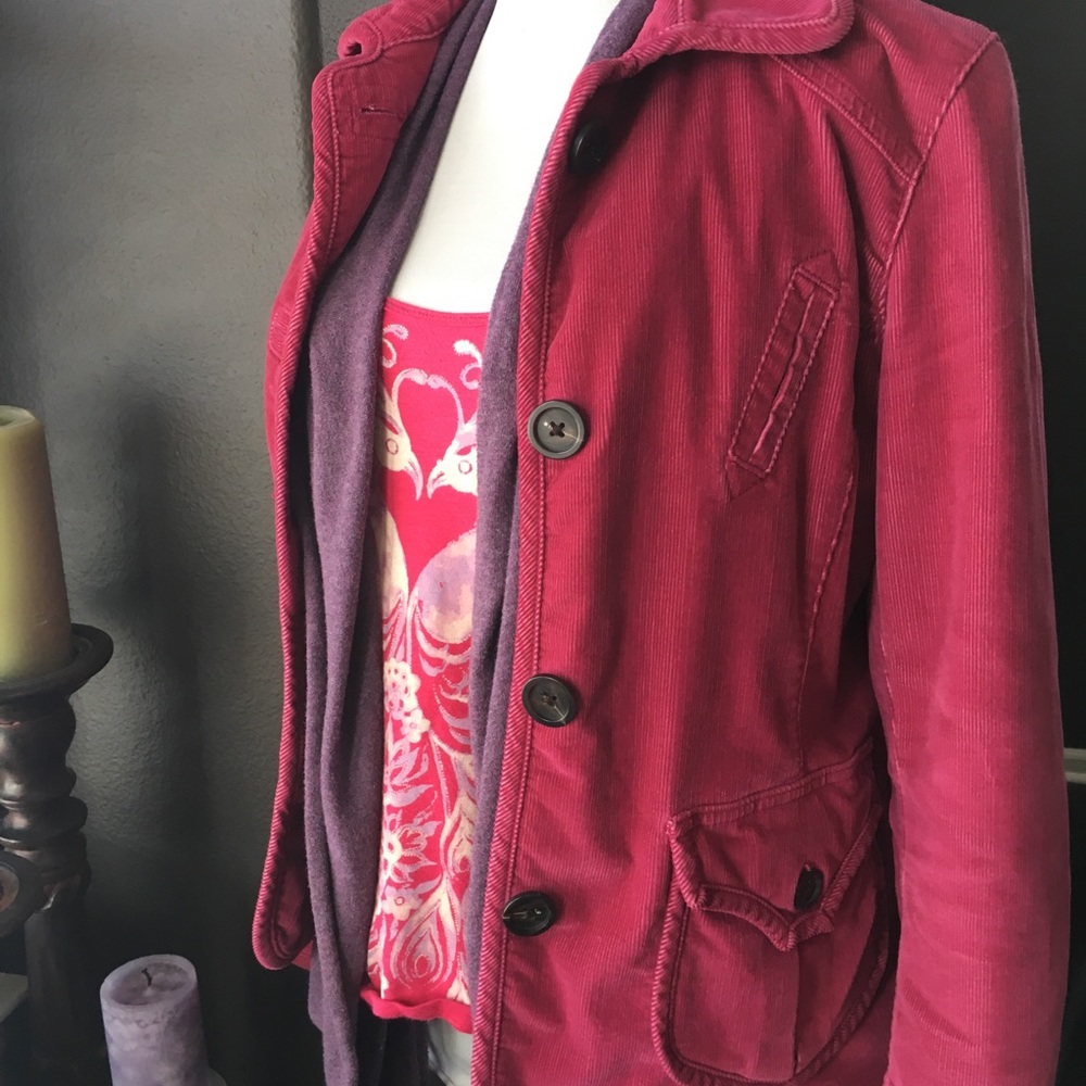 Gap corduroy blazer jacket size 8 fuchsia pink